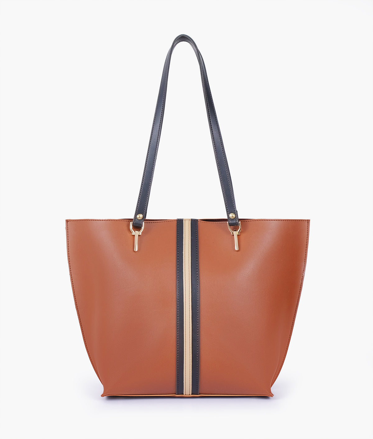 Brown centre-stripe tote bag