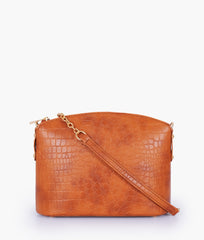 Brown crocodile with chain strap cross-body bag