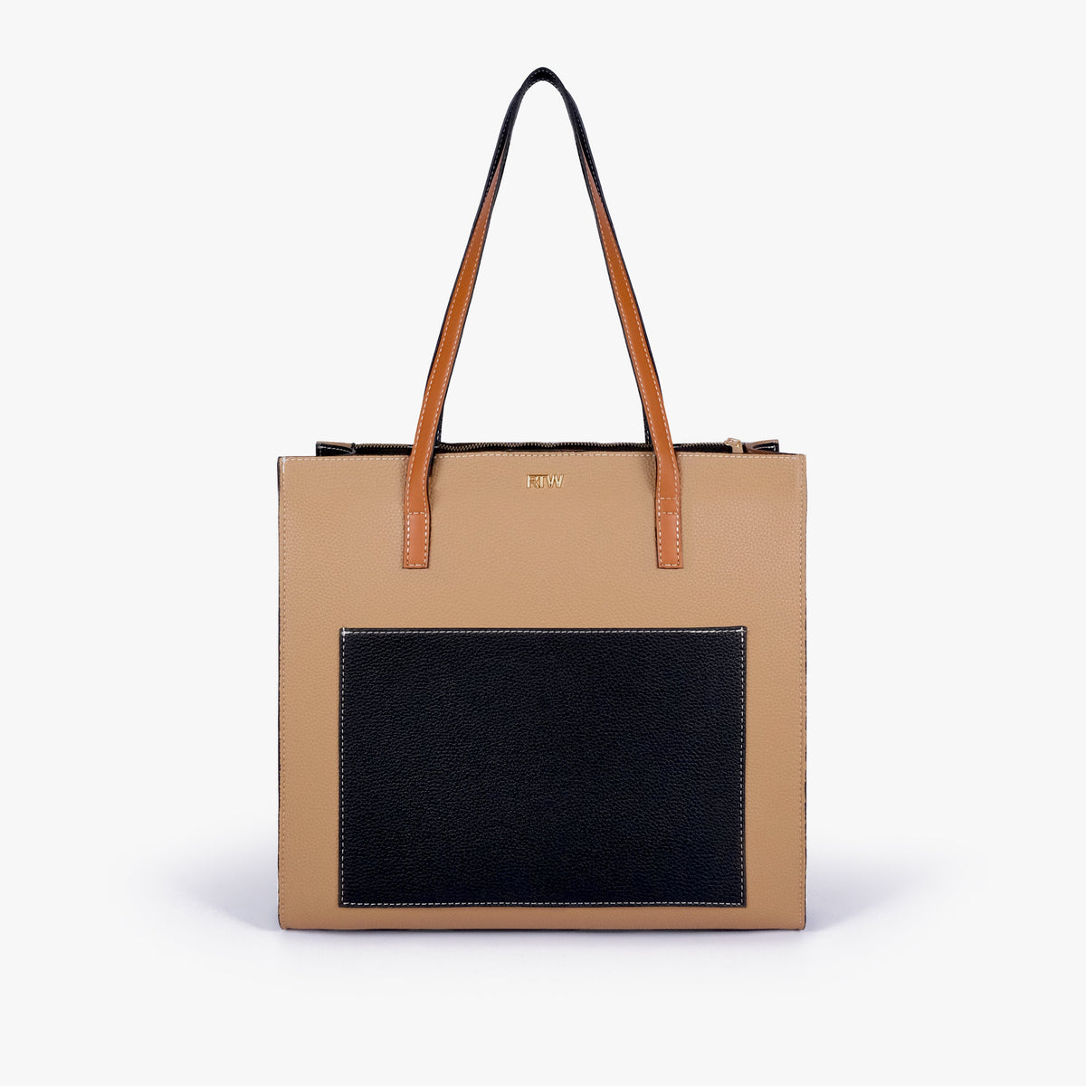 Front view of Macchiato color blocking tote