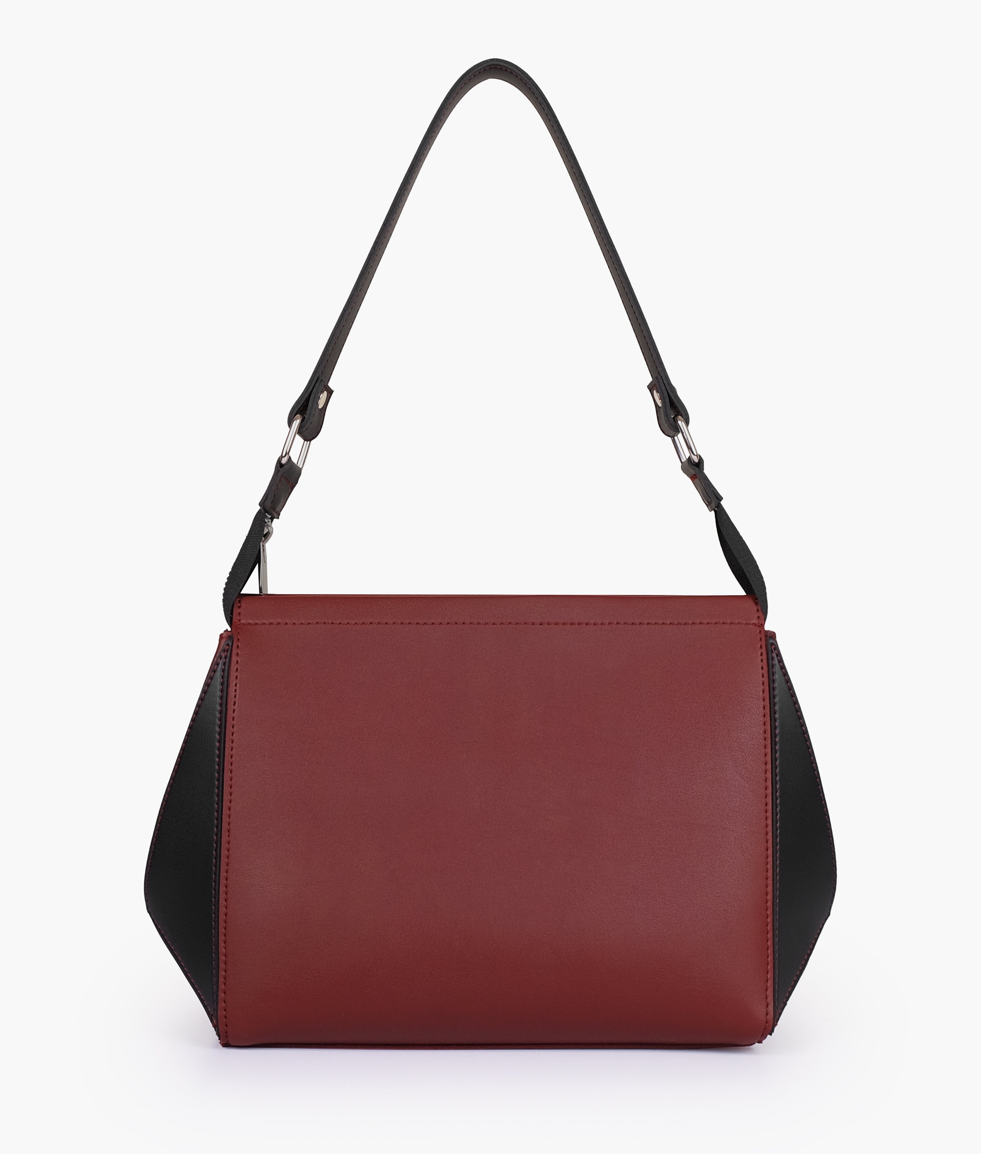 Maroon and black trio twist handbag