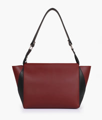 Maroon and black trio twist handbag