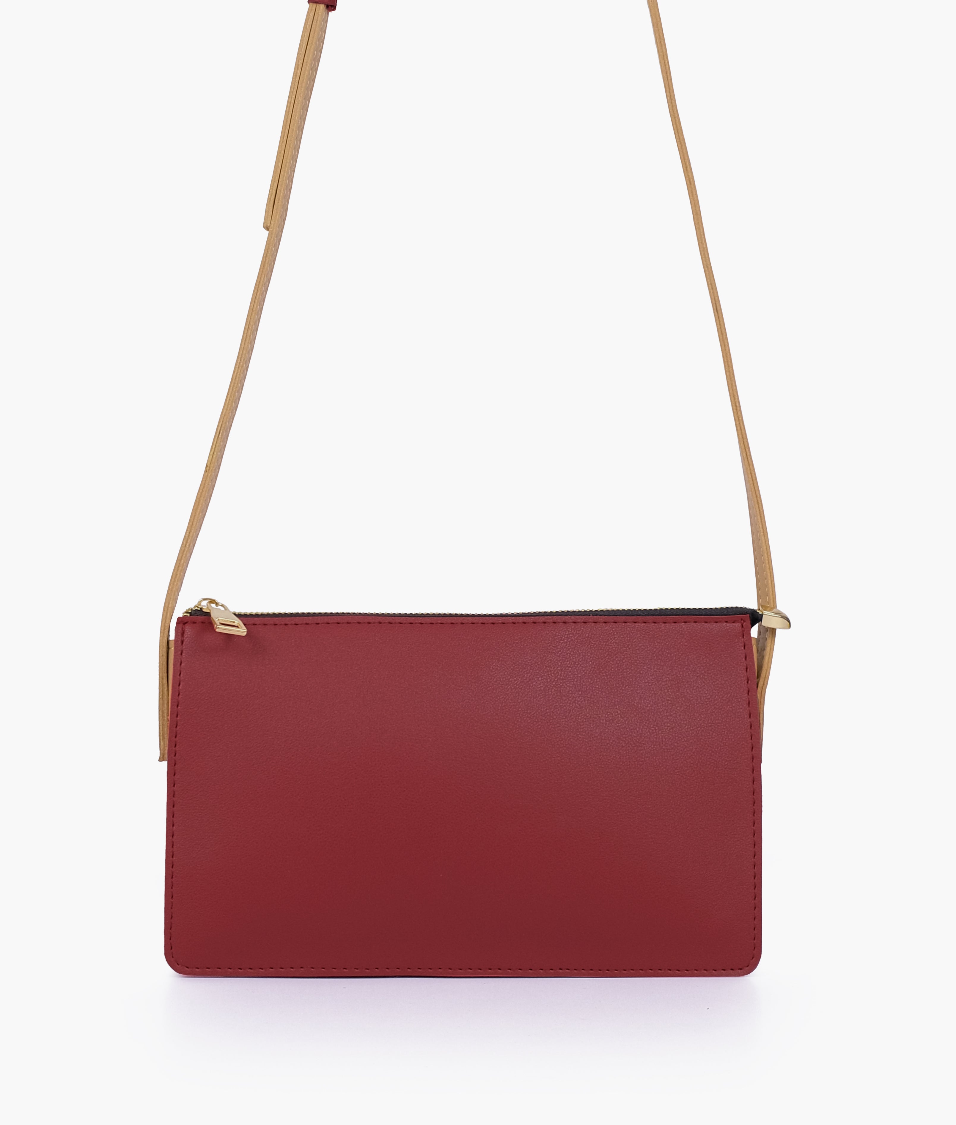 Maroon and coffee flat purse