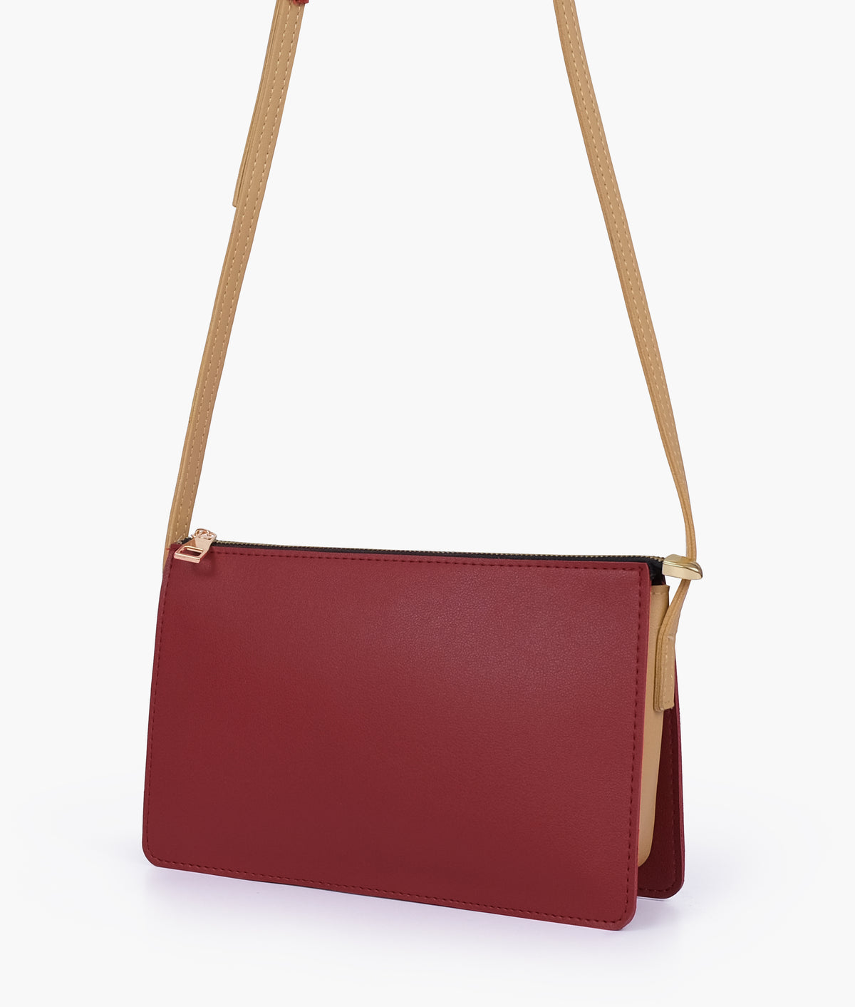 Maroon and coffee flat purse