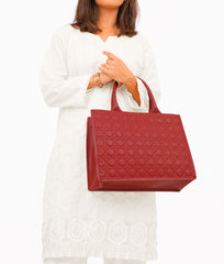 Maroon box tote bag