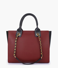 Maroon chain handle tote