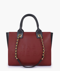 Maroon chain handle tote