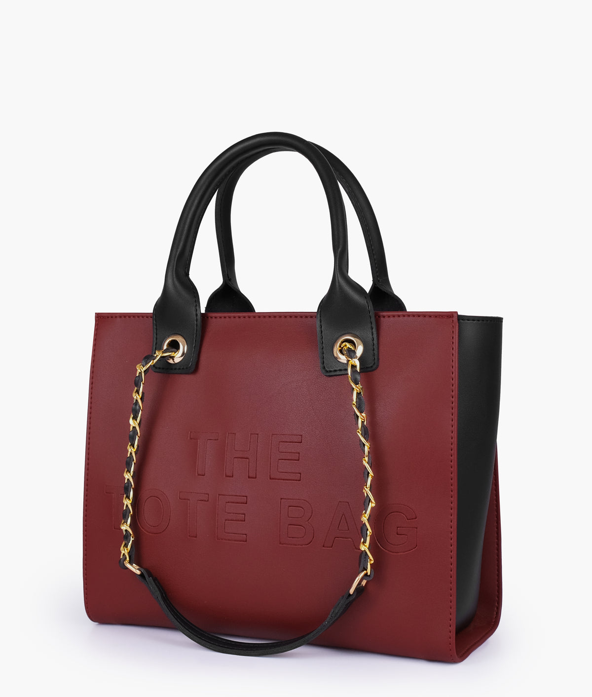 Maroon chain handle tote