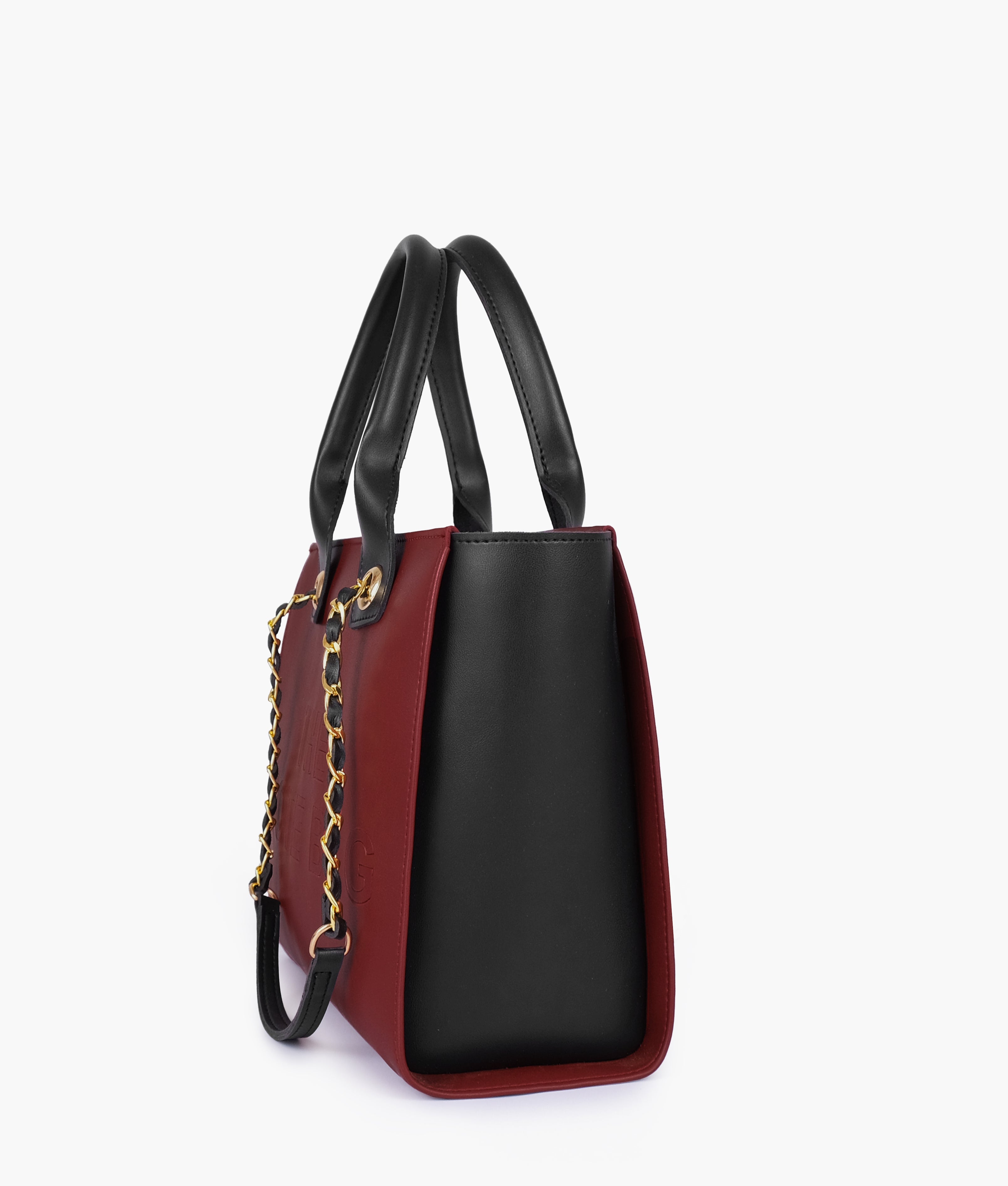 Maroon chain handle tote