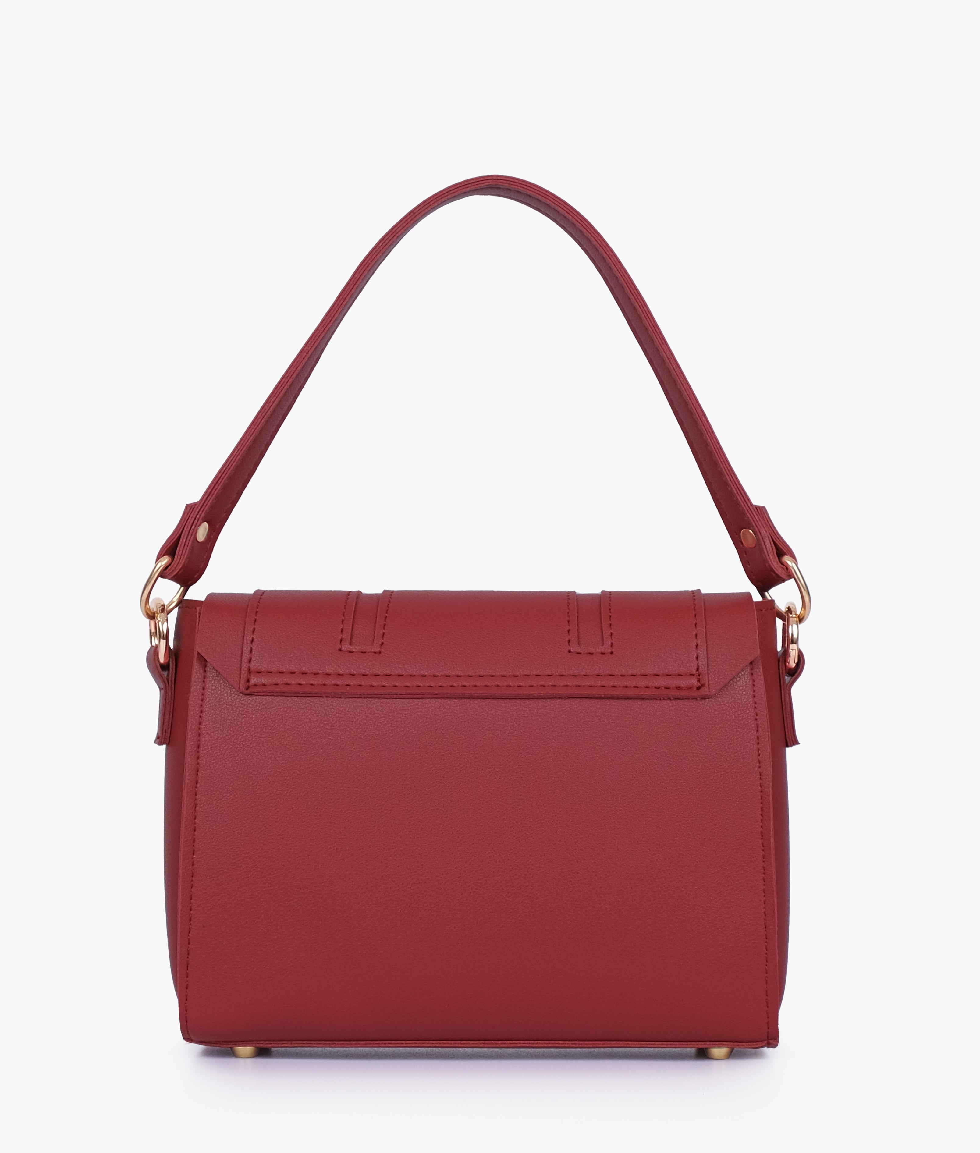 Maroon compact top-handle cross-body bag