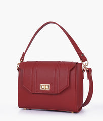 Maroon compact top-handle cross-body bag