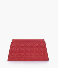 Maroon quilted evening clutch with snap closure