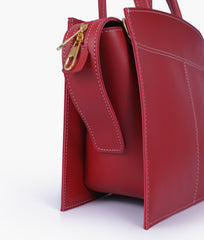 Maroon trapeze top-handle bag