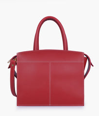 Maroon trapeze top-handle bag