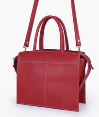 Maroon trapeze top-handle bag