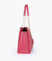 Maroon zig-zag pattern tote
