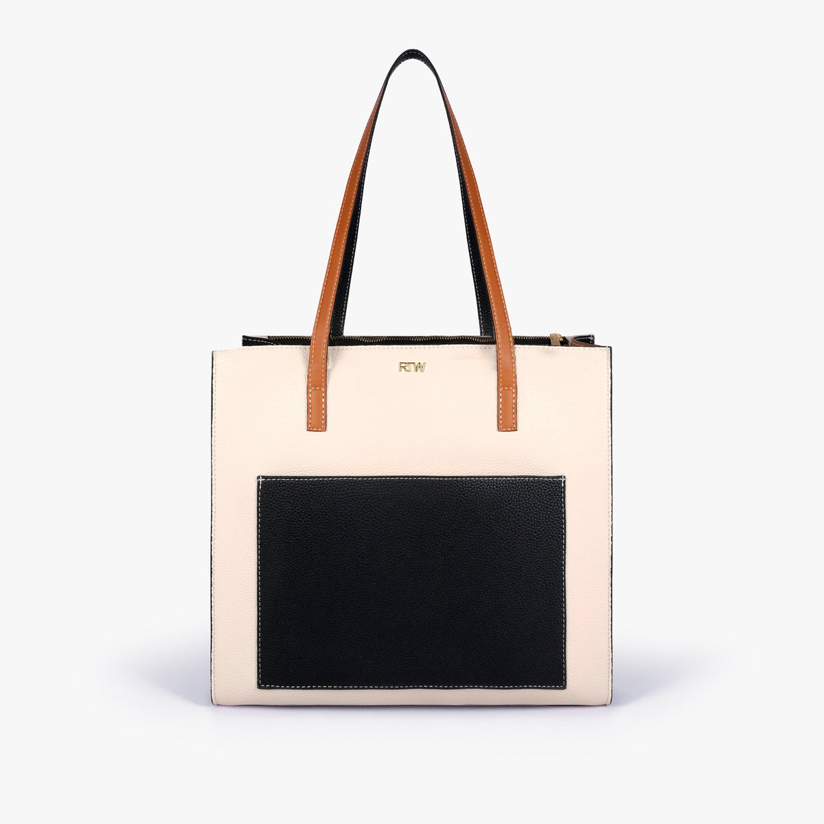 Front view of Monochrome color blocking tote