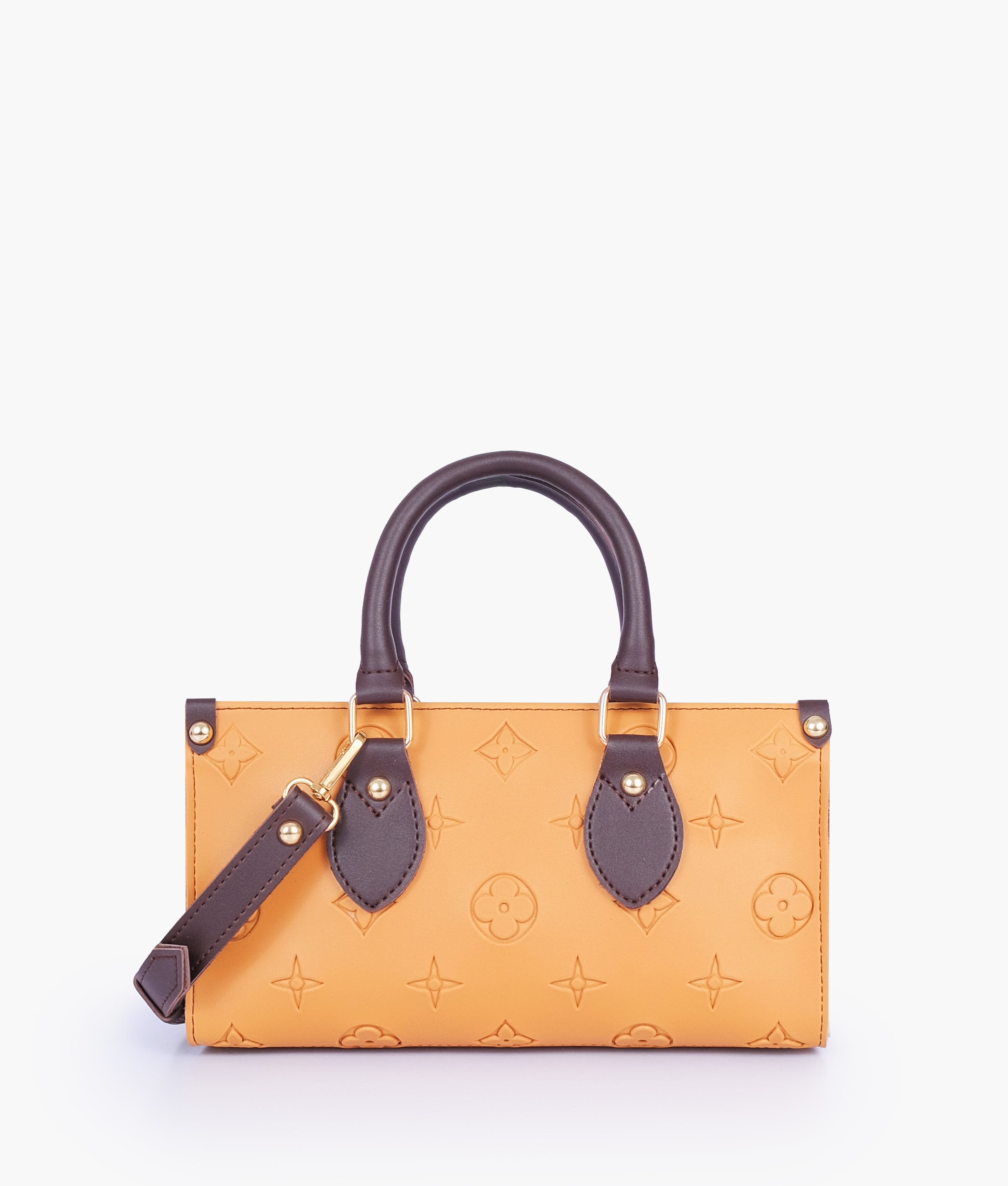 Mustard and dark brown on-the-go mini bag