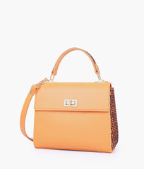 Mustard criss-cross top-handle bag