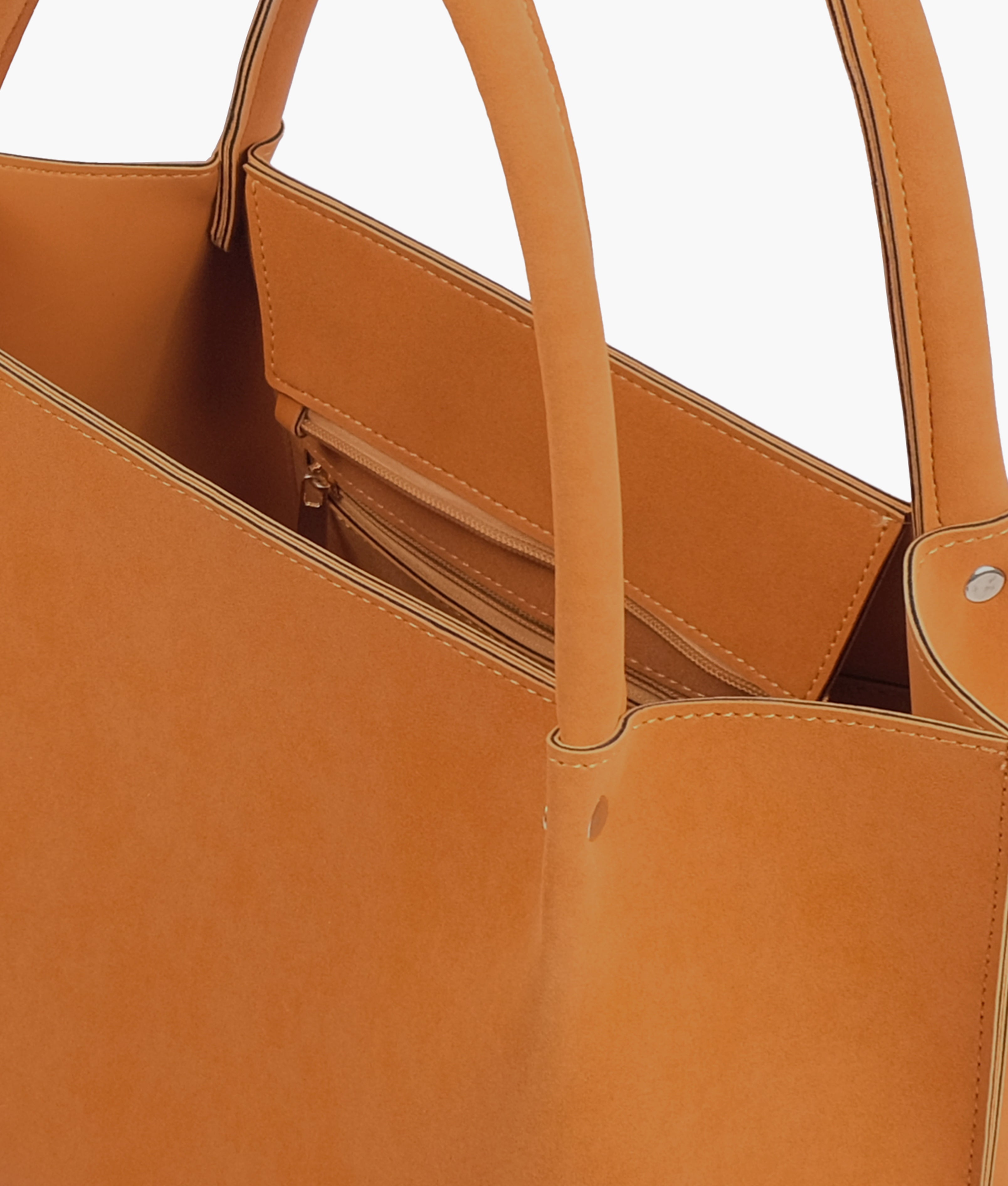 Mustard mocha suede tote bag