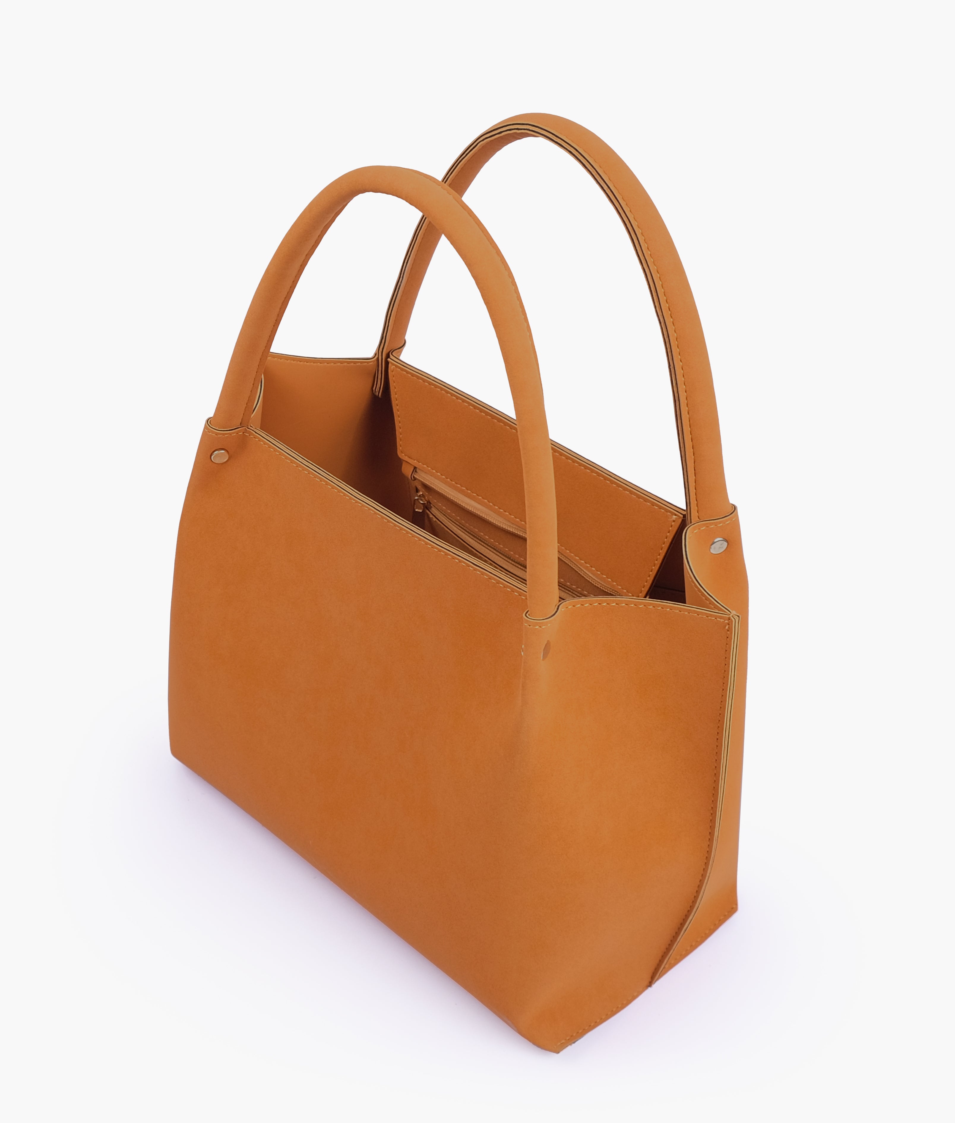 Mustard mocha suede tote bag