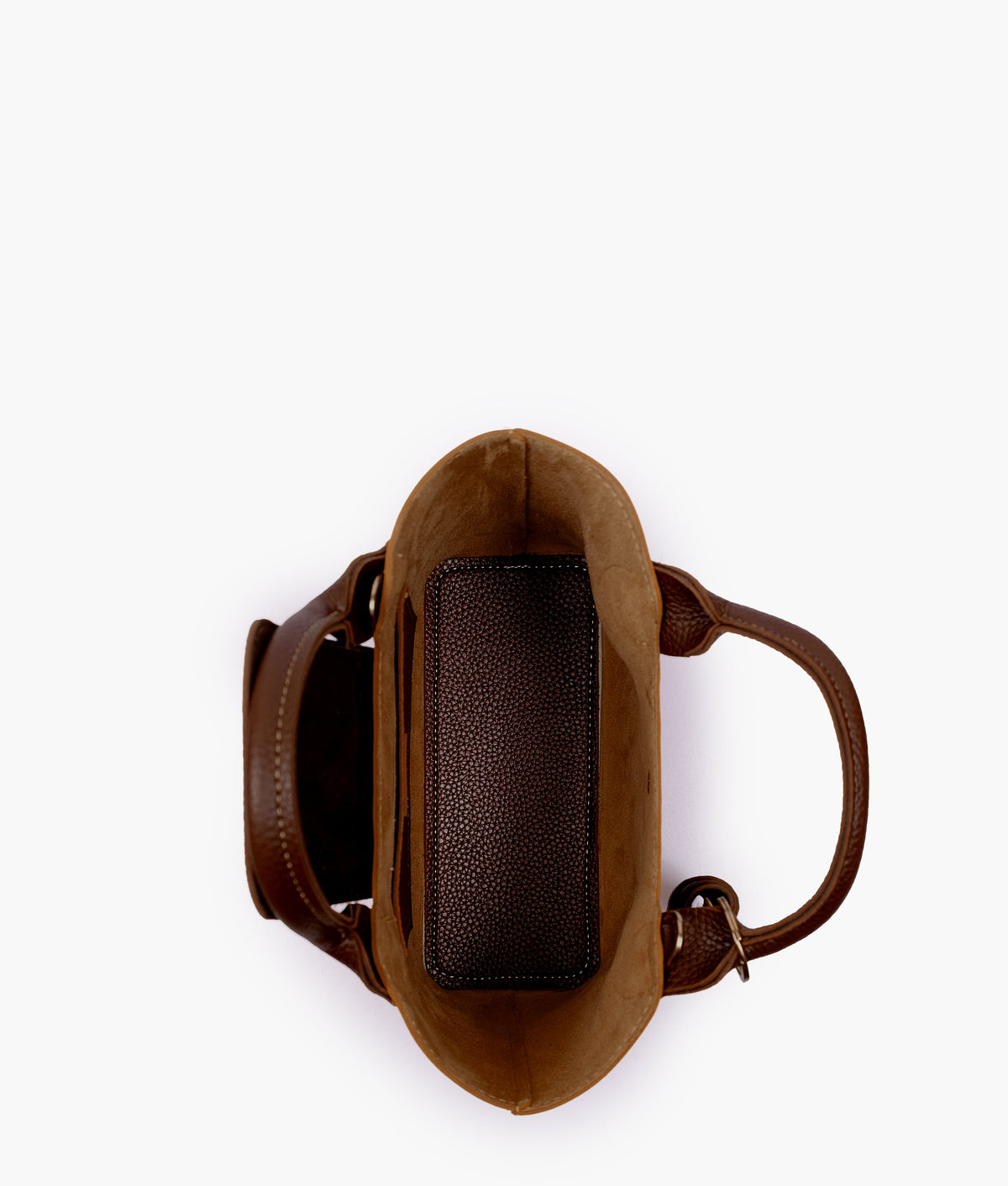 Interior of Mustard mini top-handle tote bag viewed from above