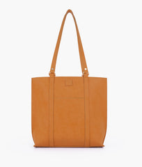 Mustard mocha suede double-handle tote