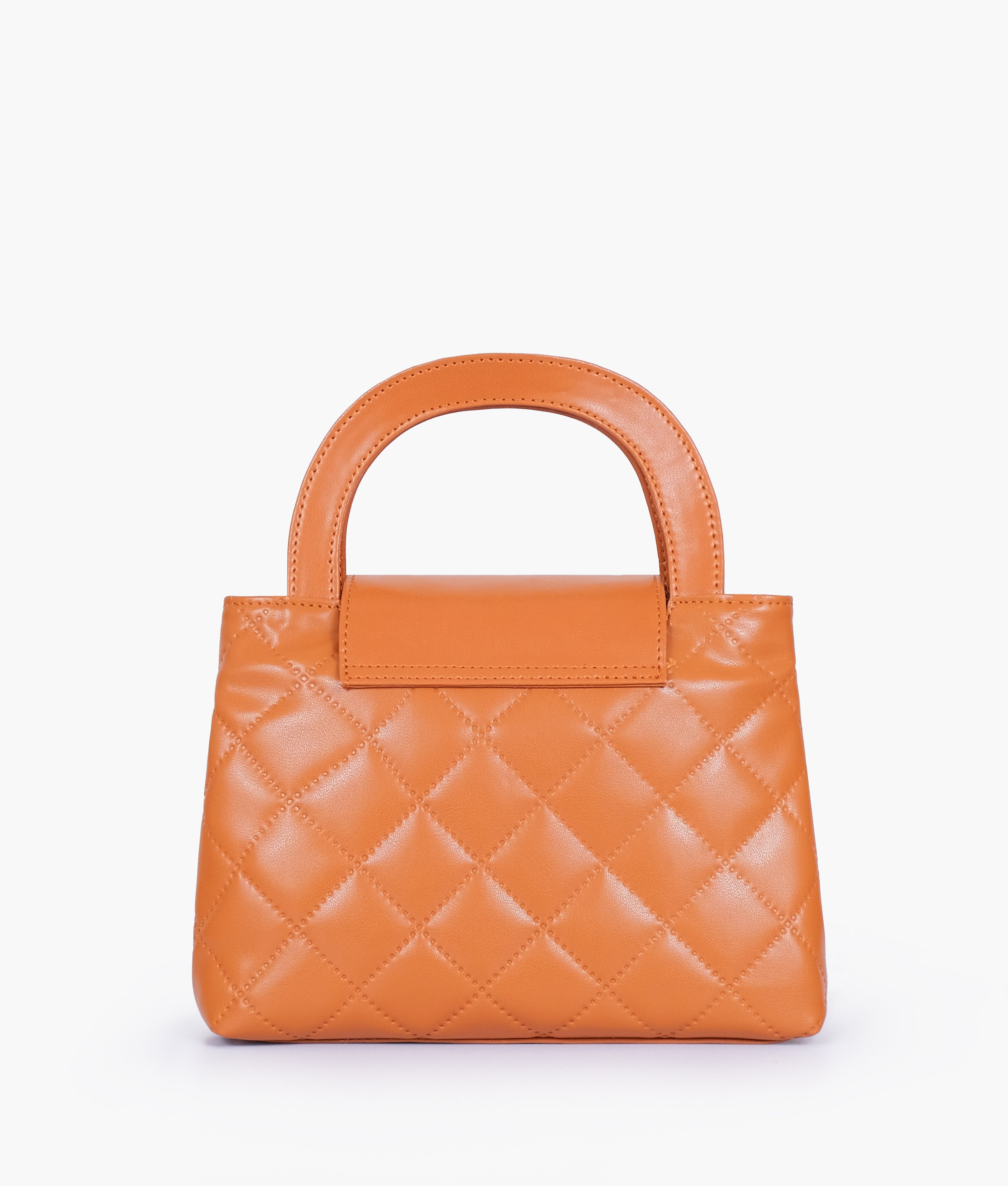 Mustard flap quilted bag with top handle