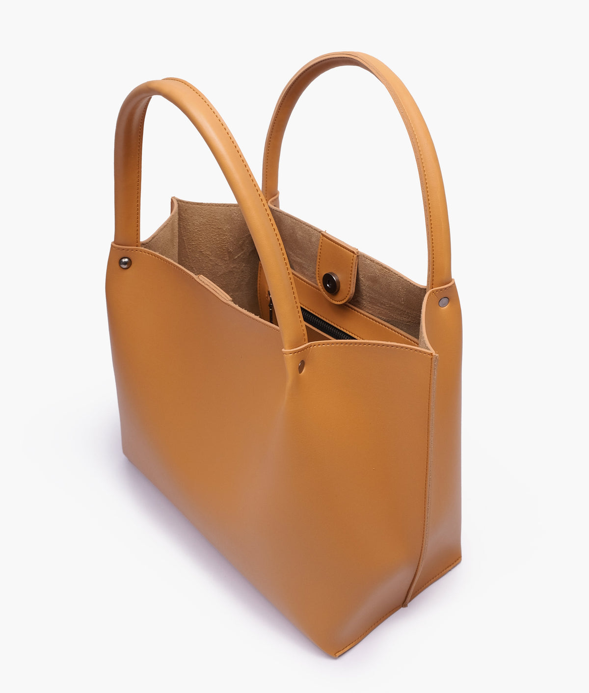 Mustard tote bag in three-quarter view
