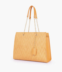 Mustard zig-zag pattern tote