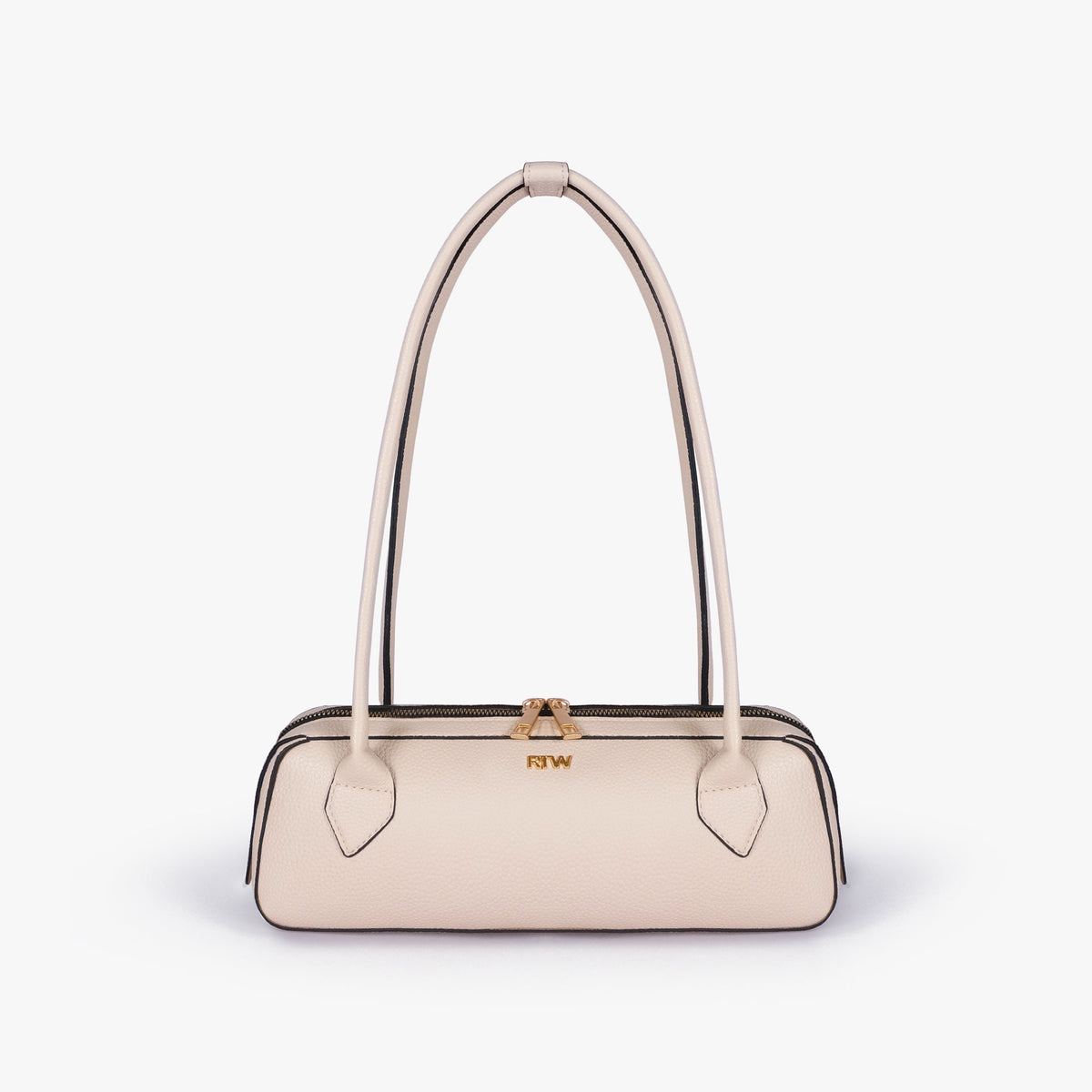 Front view of off-white east-west baguette bag