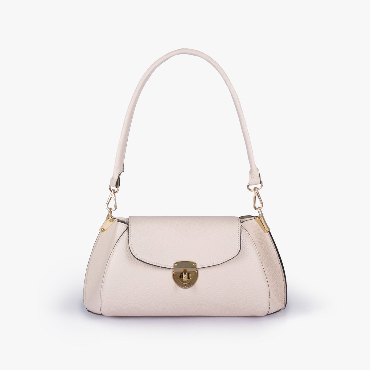 Front view of Off-white pebble baguette bag