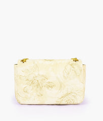 Olive green printed mini bag with chain