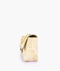 Olive green printed mini bag with chain