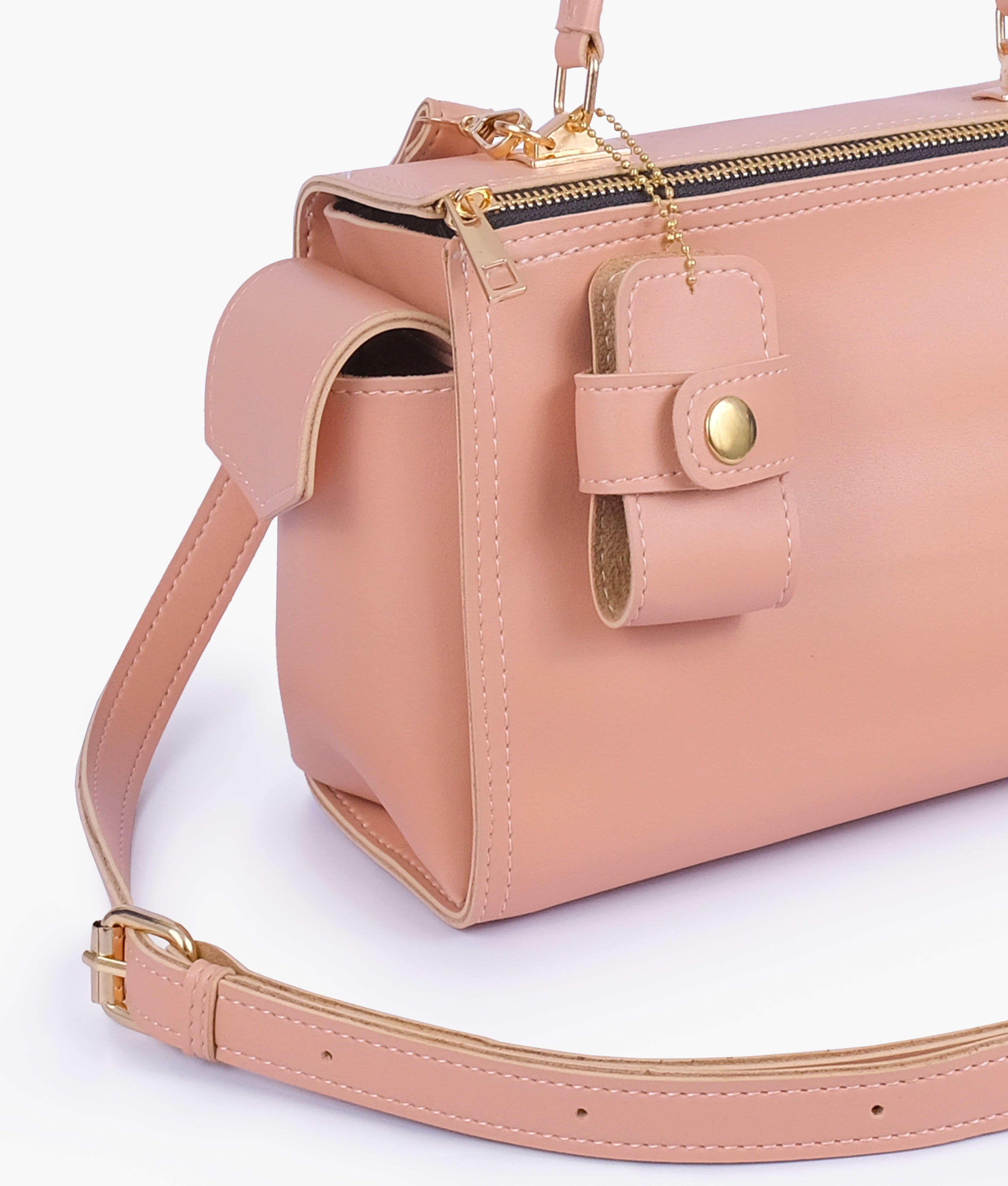 Peach bowling bag with top-handle