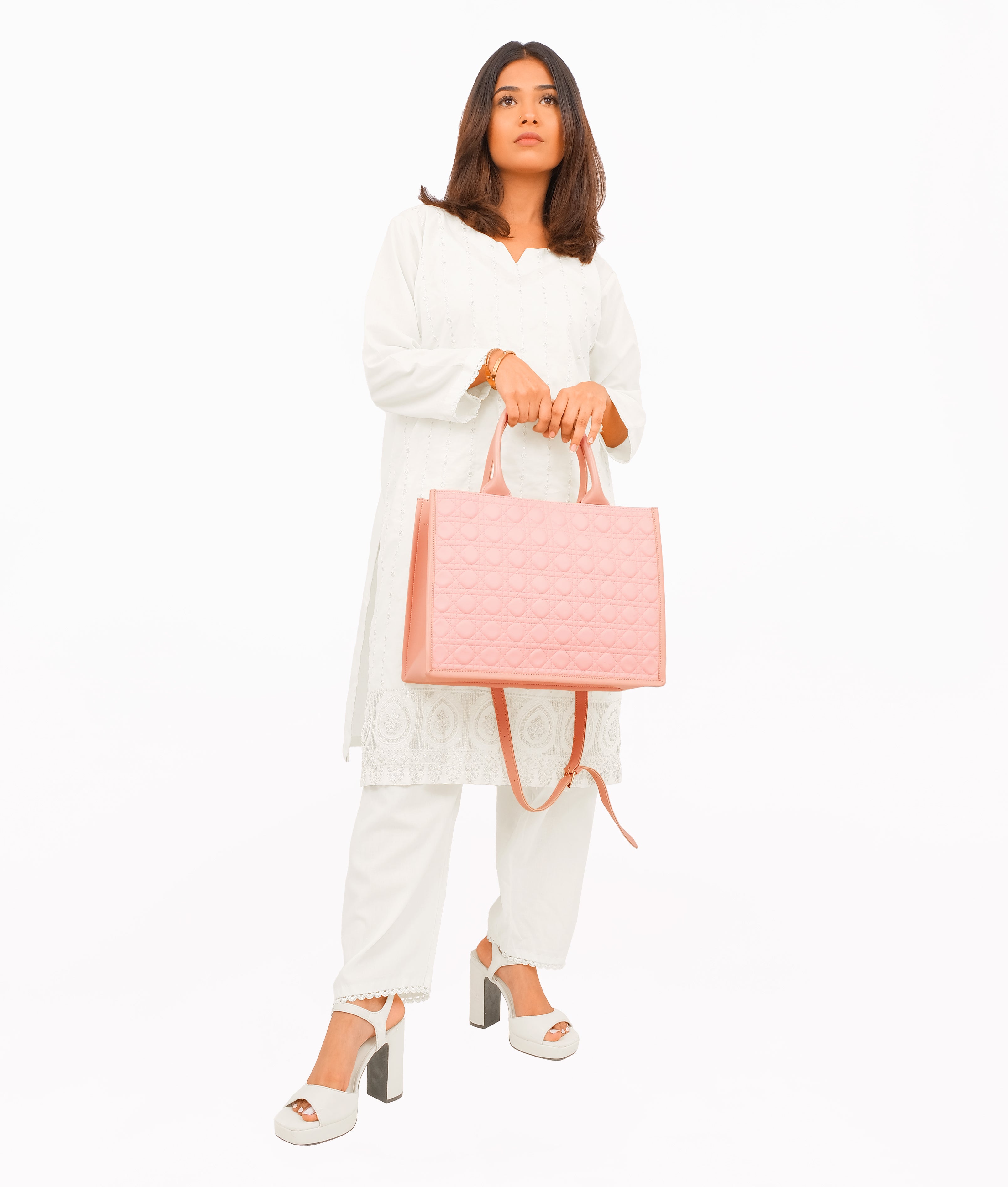 Peach box tote bag