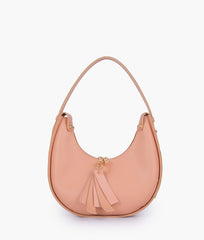 Peach crescent hobo bag