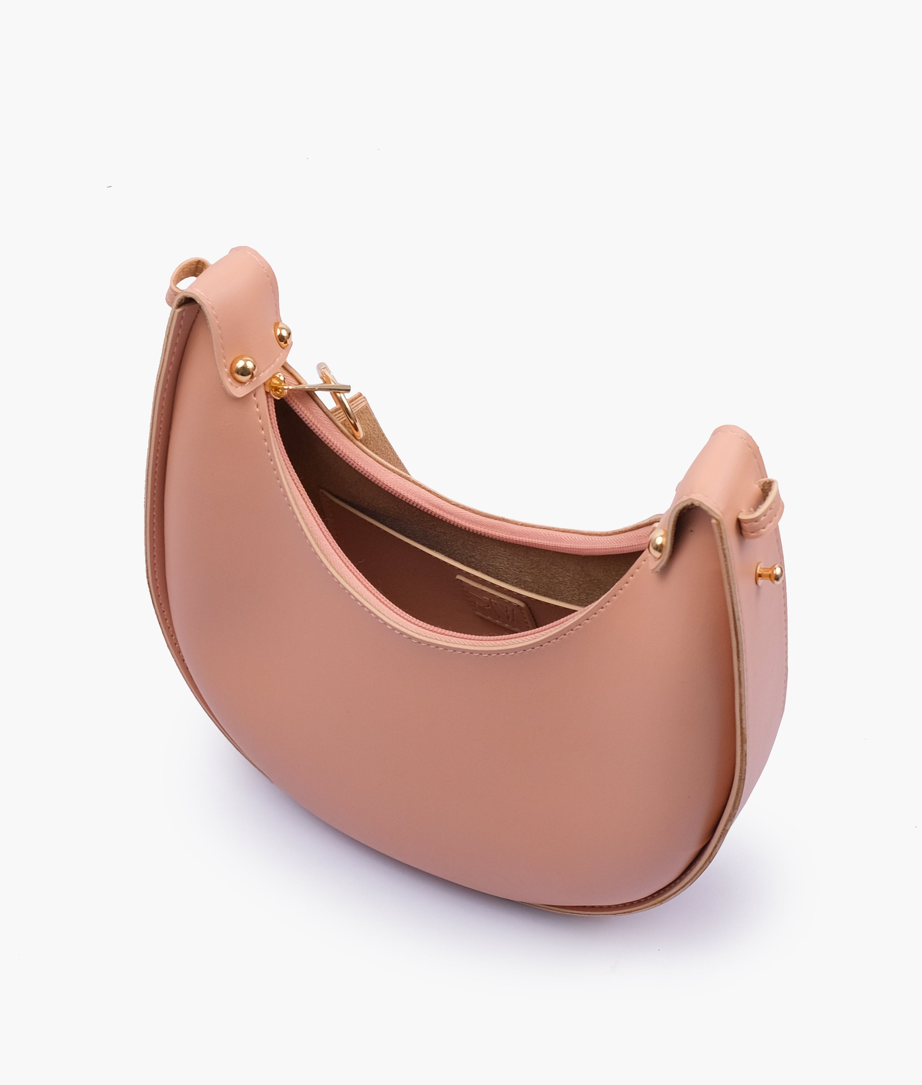 Peach crescent hobo bag