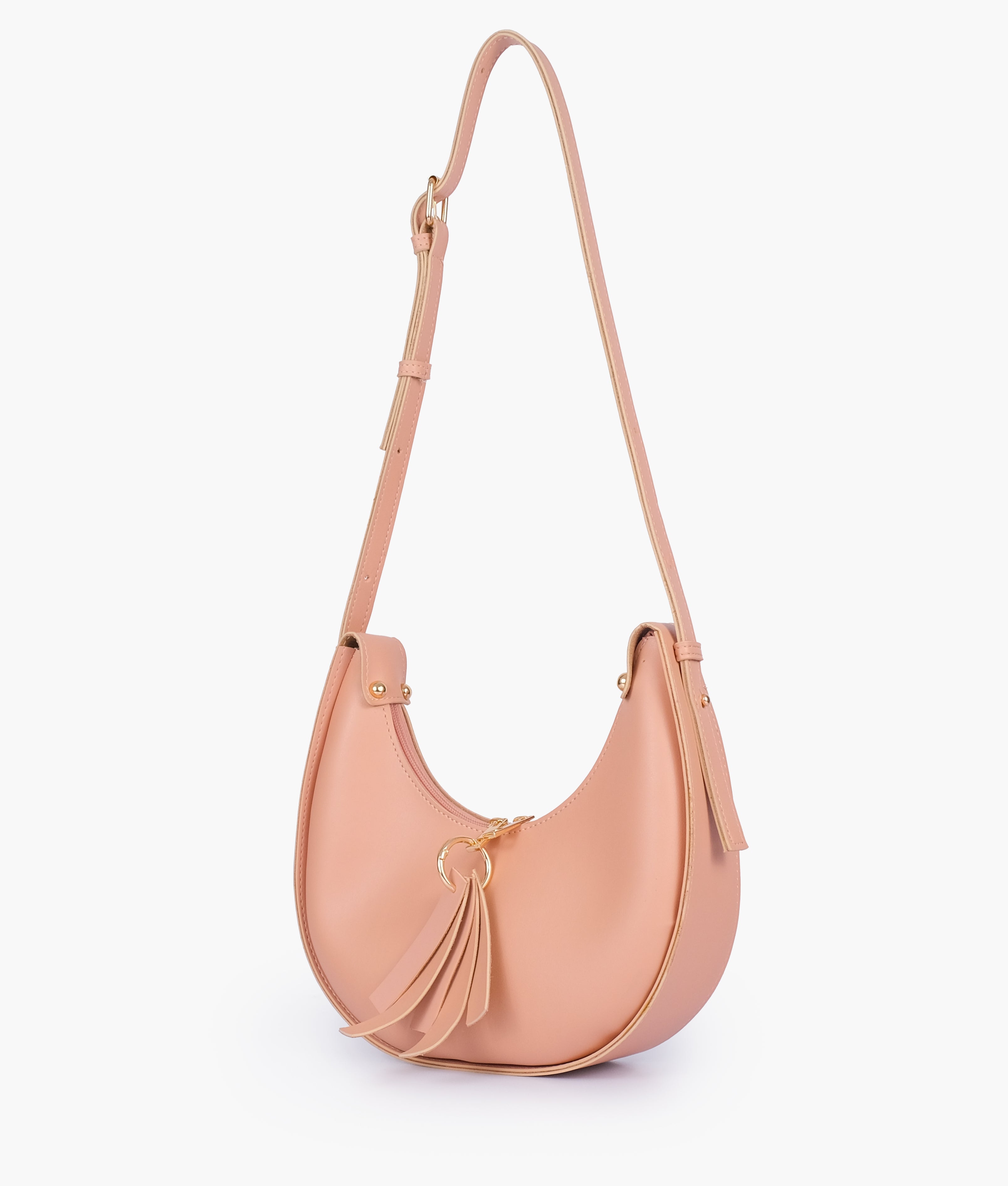 Peach crescent hobo bag