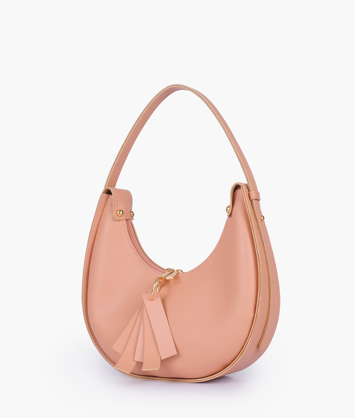 Peach crescent hobo bag