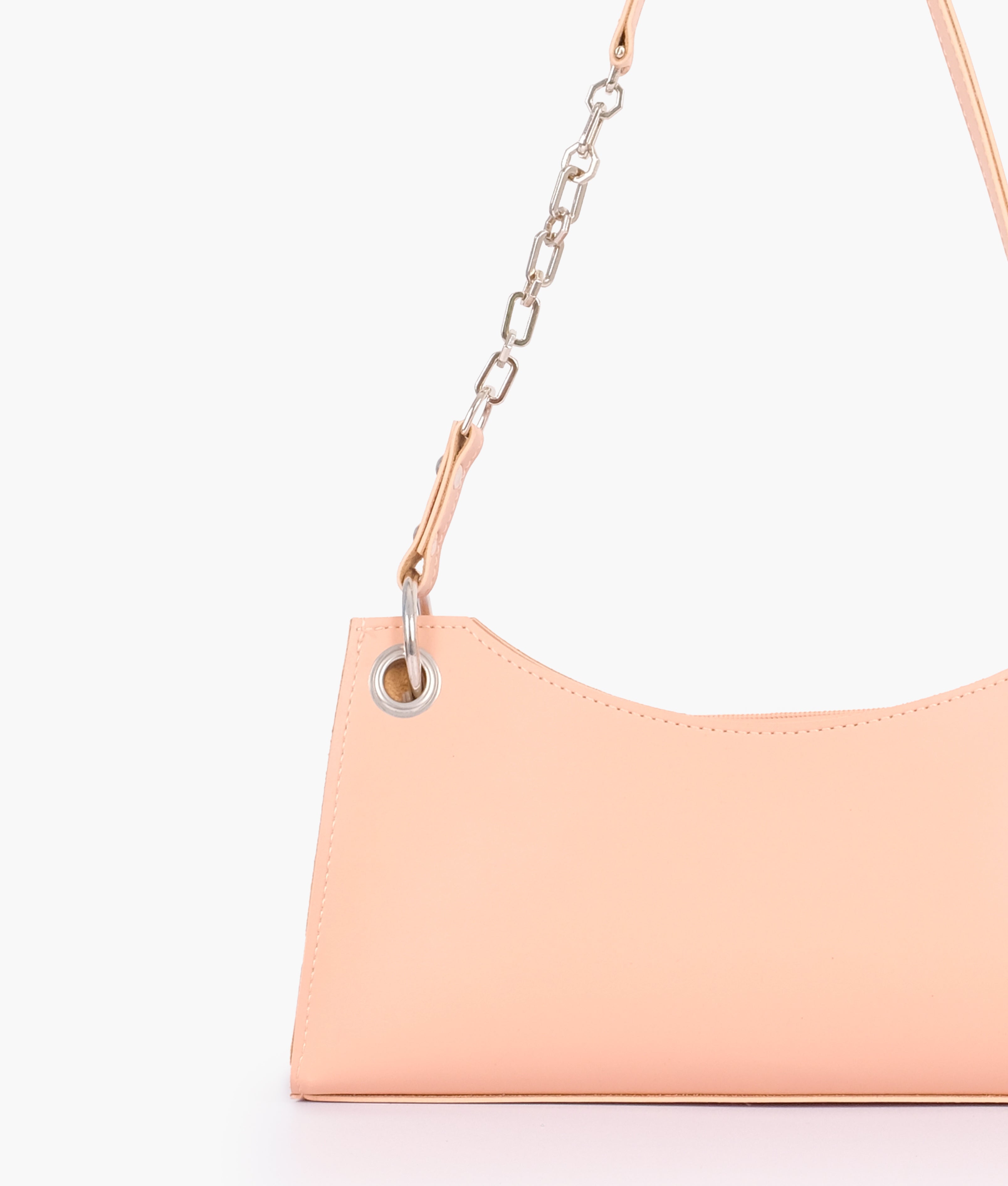 Peach elongated chain handle purse