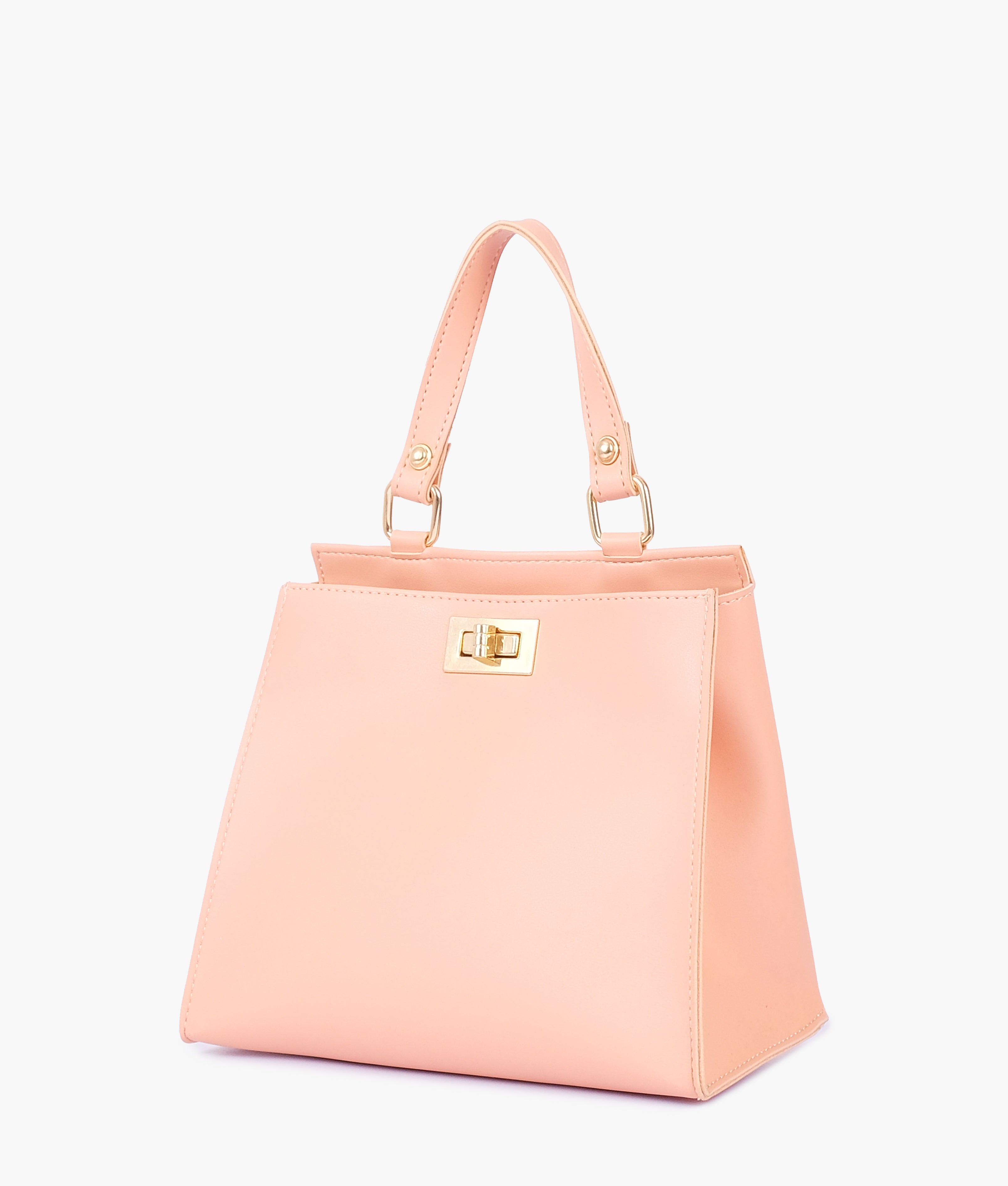 Peach front lock top-handle mini bag