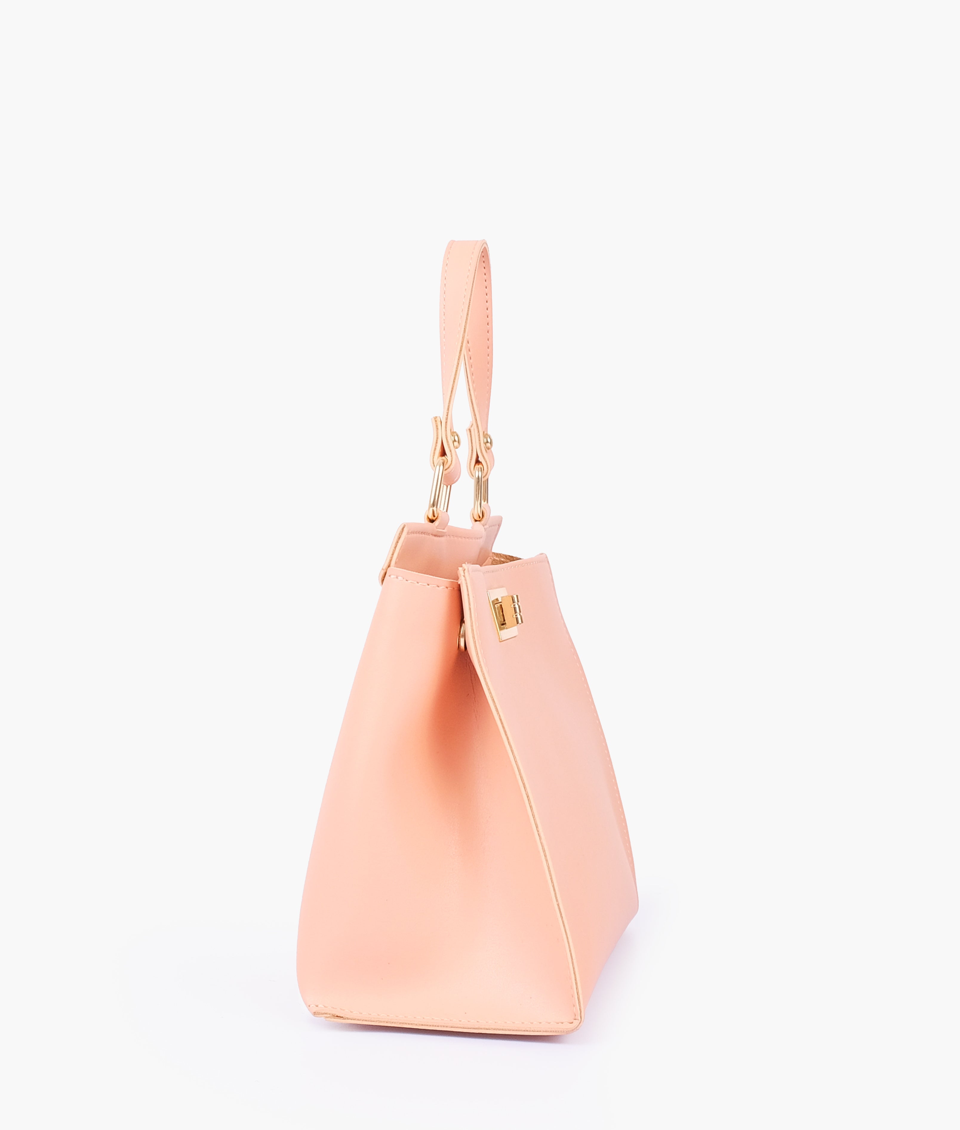 Peach front lock top-handle mini bag