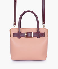 Peach handbag with front buckle