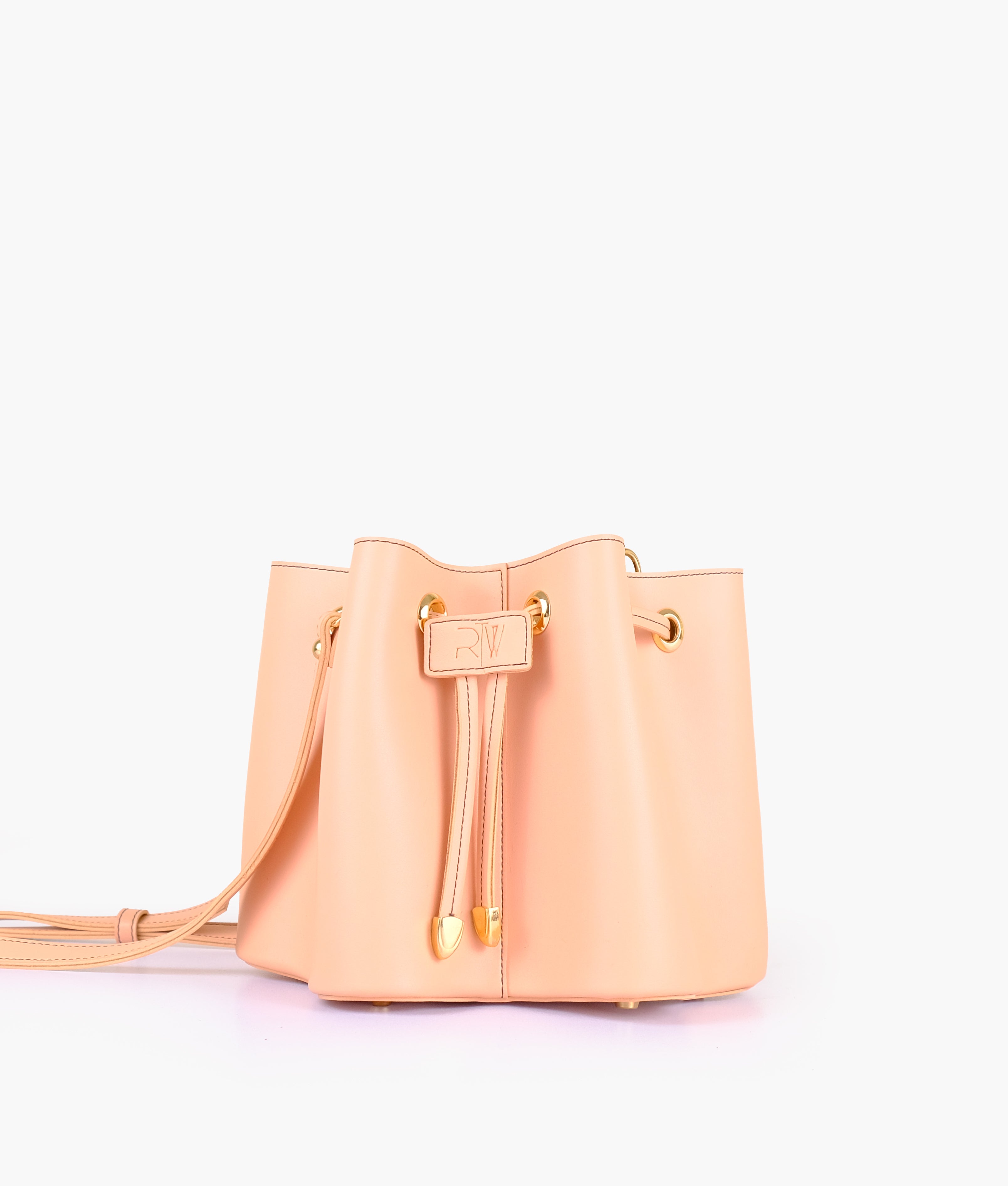 Peach star drawstring bucket bag