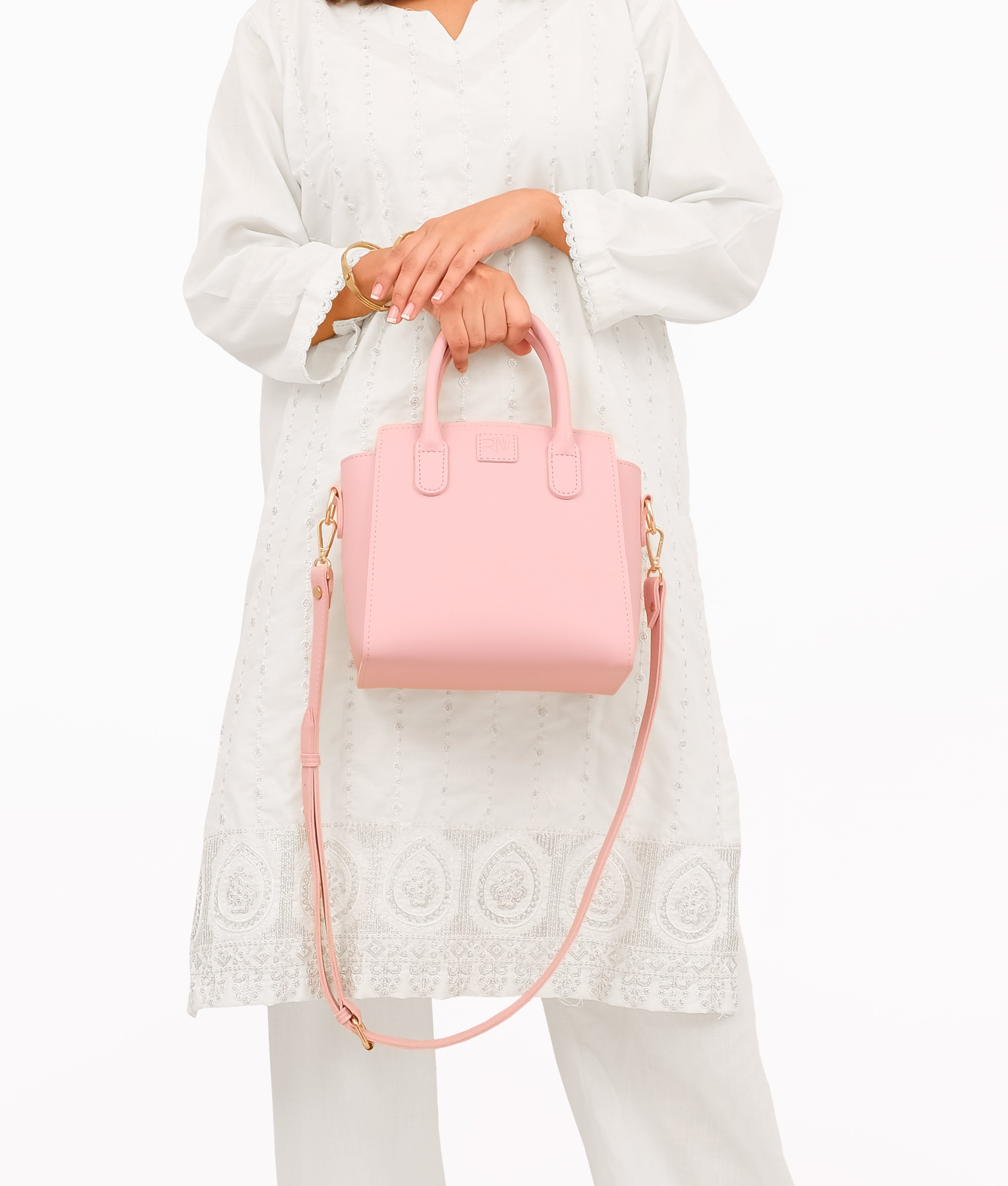 Pink top-handle mini handbag