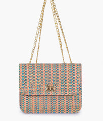 Rainbow woven chain cross-body bag