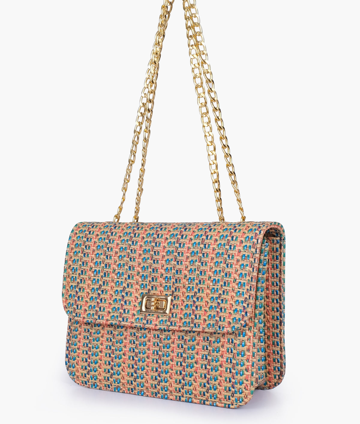 Rainbow woven chain cross-body bag