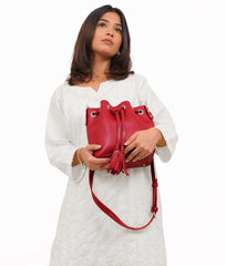 Maroon bucket bag