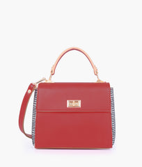 Red criss-cross top-handle bag