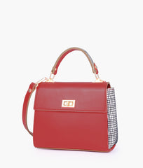 Red criss-cross top-handle bag